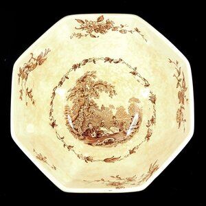 Mason's Watteau Brown 7" Octagonal Vegetable Bowl England Ironstone China